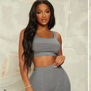 SHEIN (grey) ribbed tank top & biker short set. SIZE small 🌟NEW🌟